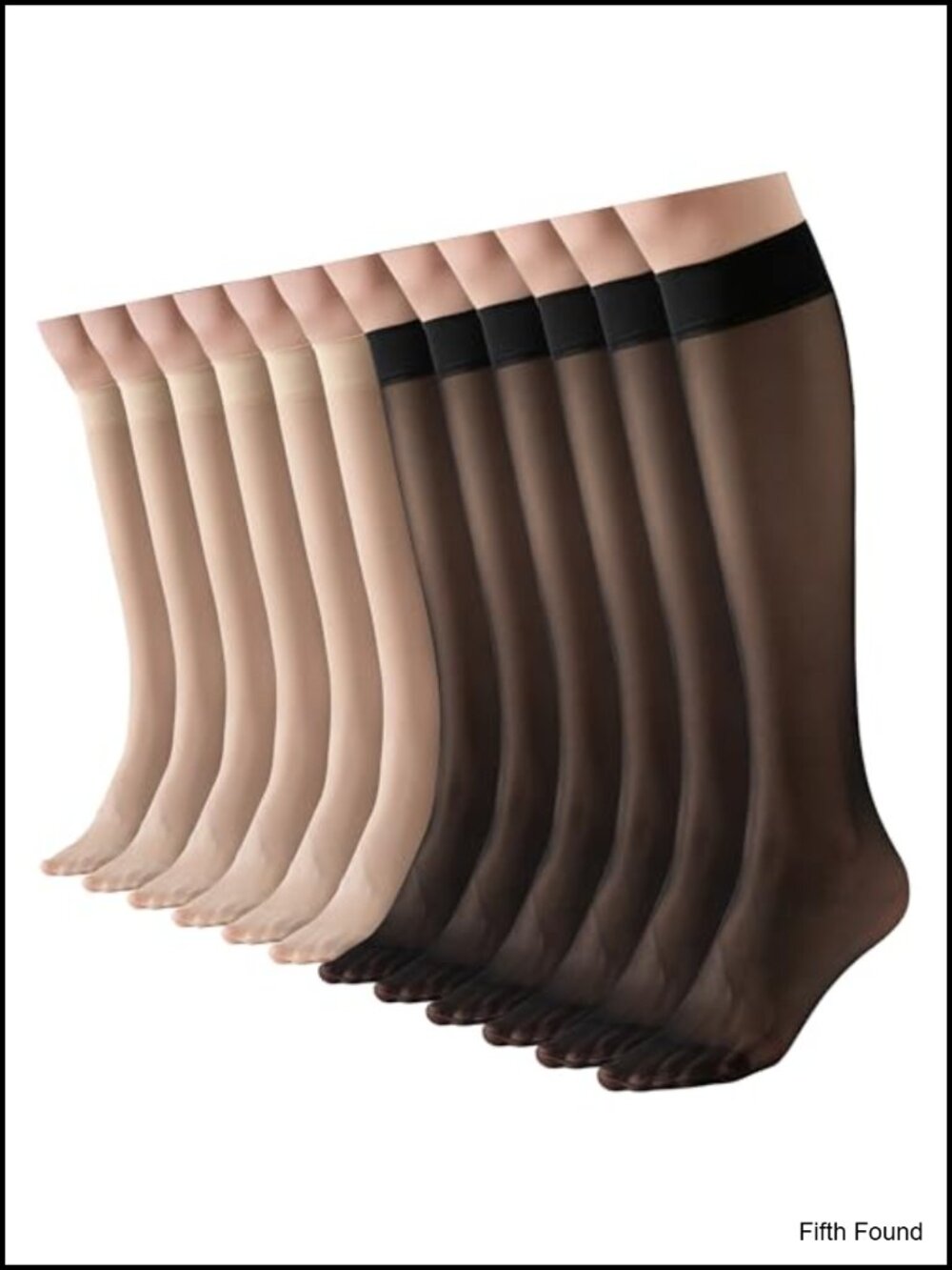 12 Pairs Knee High Stockings 15 Denier Sheer Reinforced Toe Nylon Socks